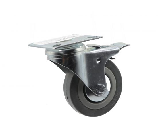 Колесо поворотное на площадке с тормозом 75 мм, ПВХ Левша У8-8882 