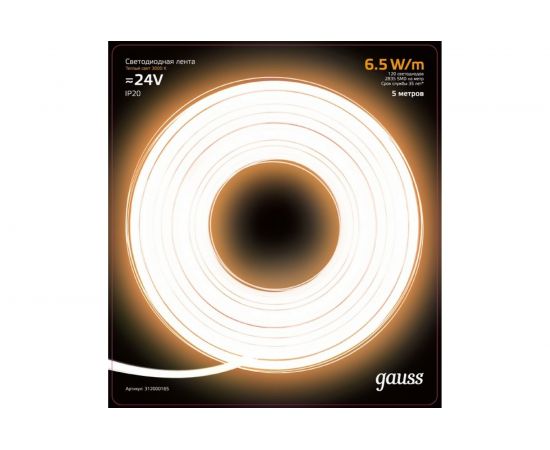 Лента Gauss LED 2835/120-SMD 6.5W 24V DC теплый белый 312000165 