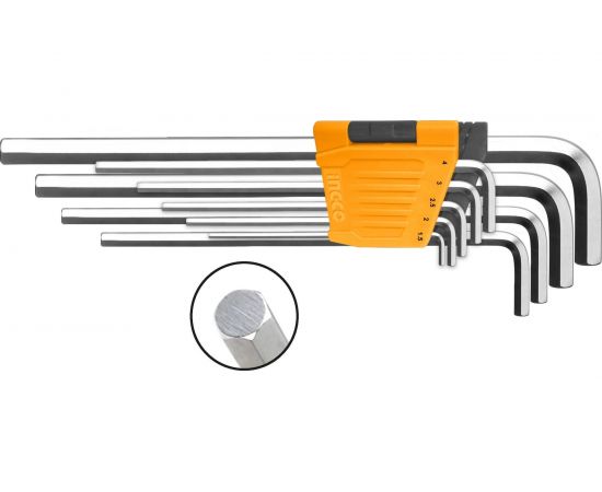 Набор шестигранников INGCO HEX 1.5-10мм Extra Long INDUSTRIAL HHK11092 
