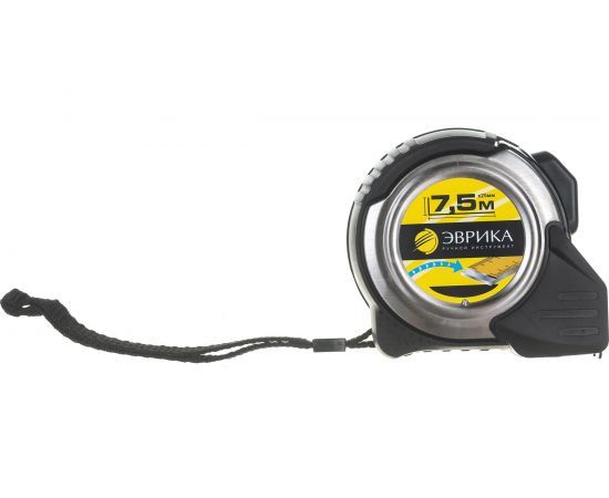 Рулетка ЭВРИКА 7.5м 25мм SILVER металлический корпус с двумя фиксаторами ER-41725 