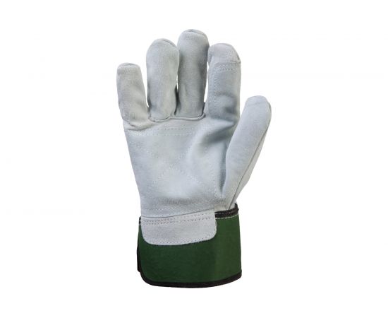 Комбинированные кожаные перчатки с усилением ладони Jeta Safety Sigmar Max, серый/зеленый, р.XL JSL-401-10/XL – изображение 2