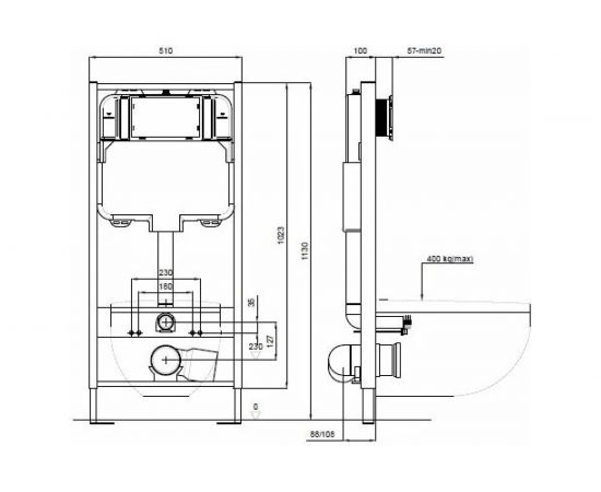 Монтажная рама для подвесного унитаза Aquatek 1130х510х100+звукоизоляционная прокладка 00000075590 – изображение 2