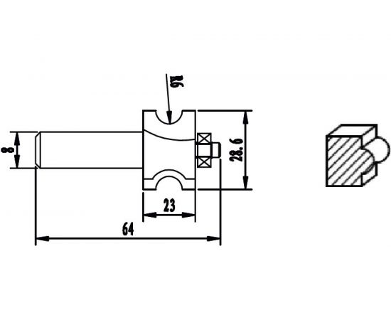 Фреза HM полукруглая (6х23х64х28.6 мм) REDVERG 840651 6625688 – изображение 2