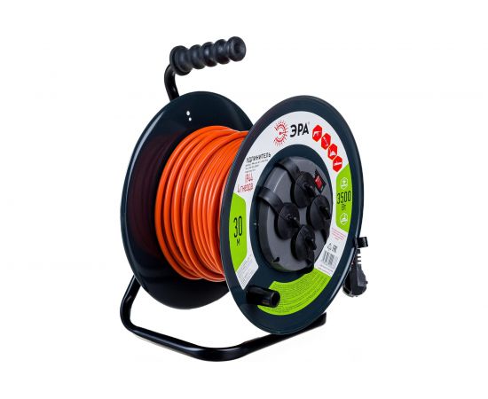 Силовой удлинитель ЭРА RMx4e s3x1.5-30m, IP44, на металлической катушке, с заземлением, 4 гнезда, 30м, ПВС 3х1.5 Б0046850 – изображение 2