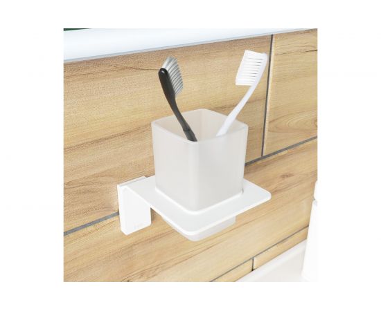 Одинарный подстаканник IDDIS Slide матовое стекло, сплав металлов, белый матовый SLIWTG1i45 – изображение 3