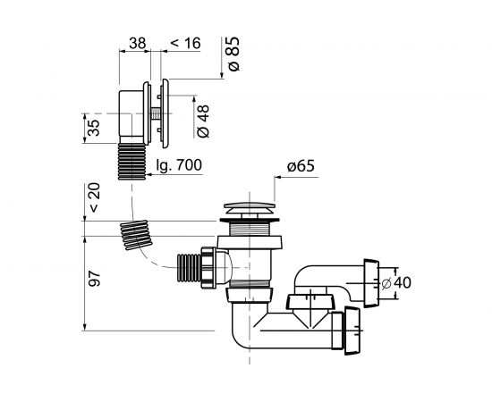 Слив-перелив для ванны AQUATEK с внешним кабелем полуавтомат WIRQUIN ST-0000010 00000066253 – изображение 3