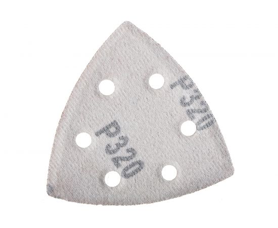 Треугольник абразивный на ворсовой подложке под липучку (5 шт; 93 мм; P320; 6 отв) MATRIX 73867 – изображение 4