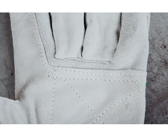 Комбинированные кожаные перчатки с усилением ладони Jeta Safety Sigmar Max, серый/зеленый, р.XL JSL-401-10/XL – изображение 5