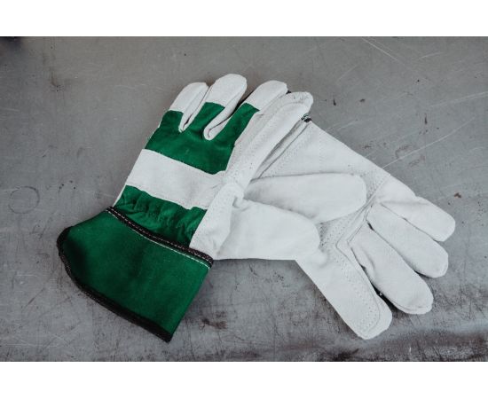 Комбинированные кожаные перчатки с усилением ладони Jeta Safety Sigmar Max, серый/зеленый, р.XL JSL-401-10/XL – изображение 7