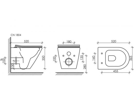Подвесной унитаз Ceramica Nova HIGHLIGHT Rimless, с крепежом CN1804 – изображение 9