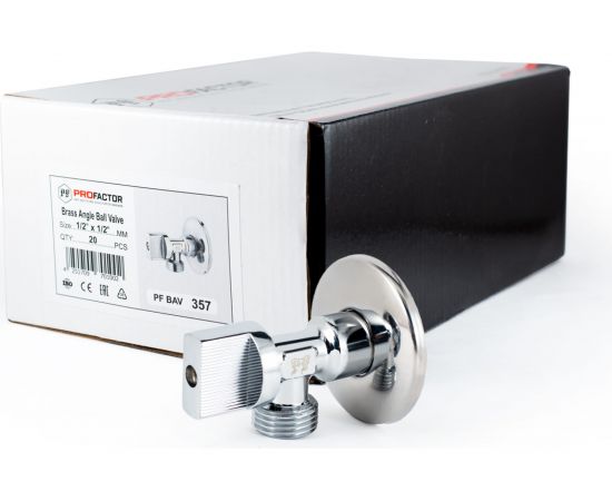 Угловой шаровой кран PROFACTOR NEW PF CHROME н/н 1/2 дюйма х 1/2 дюйма PF BAV 357 – изображение 10