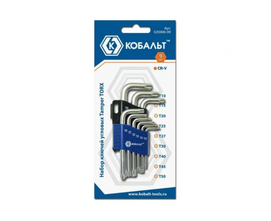 Набор ключей угловых Tamper TORX КОБАЛЬТ 020406-09 