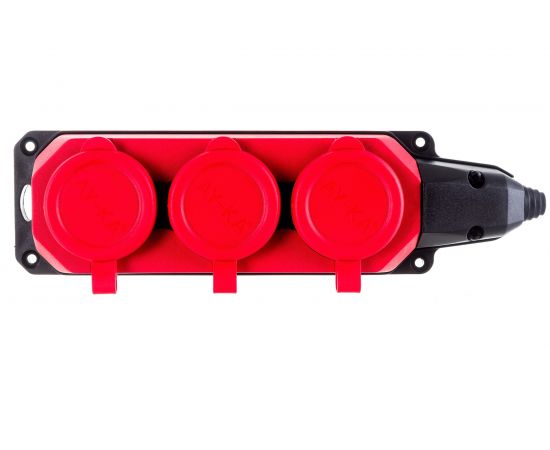 Колодка AY-KA ОУ 3-ая каучук с/з 16A IP44 красная 5530001 
