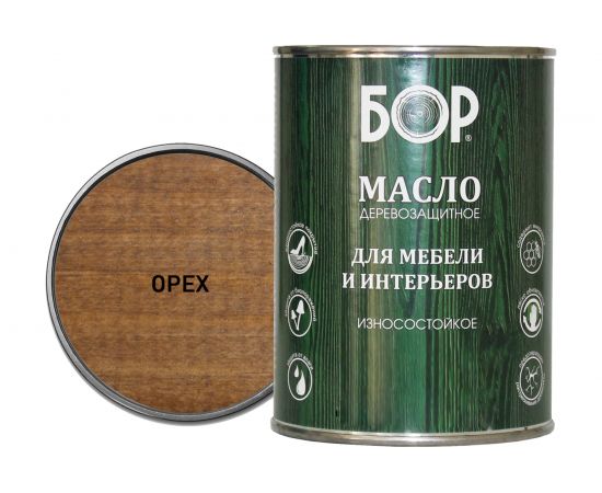 Деревозащитное масло для мебели и интерьеров Бор орех, банка 0,64 кг 4690417074259 