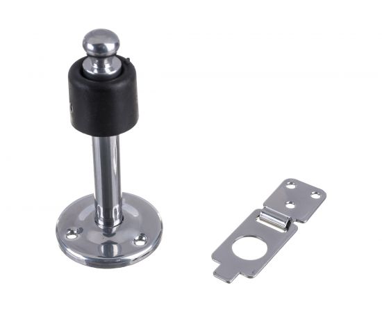 Дверной стопор с фиксатором Домарт 90 мм, хром 170247 