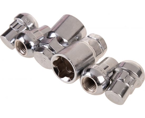 Гайки секретки M12x1.50, 32 мм, сфера закр 5 луч 2 кл, хром 003, 4 шт SKYWAY S10702003 