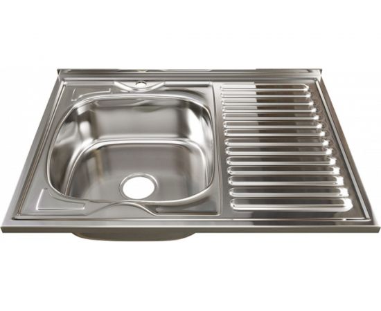 Мойка mixline 60х80х18 см, 0.8, левый выпуск 3 1/2, с сифоном 528180 