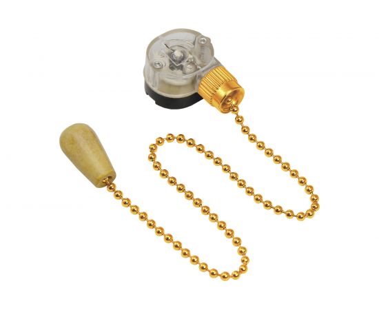 Выключатель для бра REXANT с золотой цепочкой 270 мм и деревянным наконечником 06-0245-A 