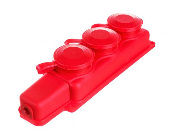 Штепсельная колодка Volsten Sb1-M3Z Red IP54 3 мест красная с заземлением модель РП 16-334 14439 – изображение 2