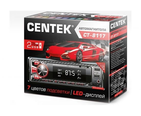 Автомагнитола Centek 4х50 Вт, 7 цветов подсветки, 2xUSB, AUX, SD, MMC, MP3 CT-8117 – изображение 2