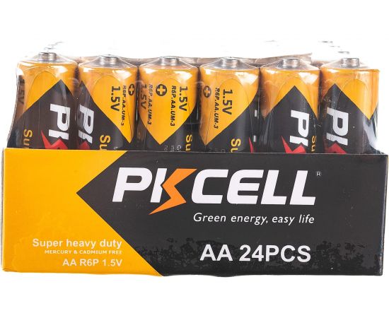 Солевой элемент питания PKCELL тип - AA 24 шт пленка R6P-4S-24 – изображение 2