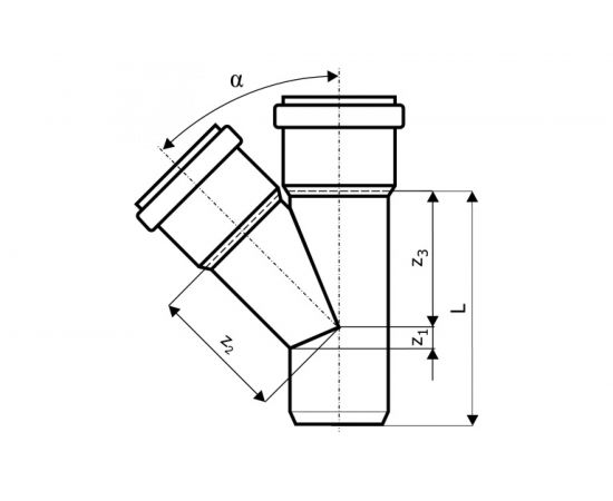 Канализационный тройник Ostendorf 67 градусов, 75х50 113310 – изображение 2