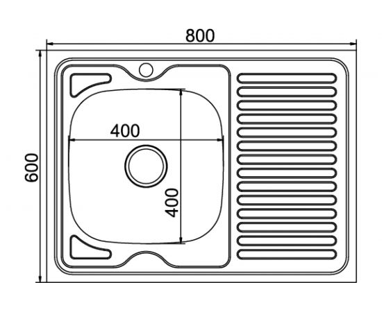 Мойка mixline 60х80х18 см, 0.8, левый выпуск 3 1/2, с сифоном 528180 – изображение 2