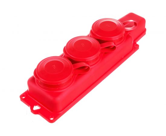 Штепсельная колодка Volsten Sb1-M3Z Red IP54 3 мест красная с заземлением модель РП 16-334 14439 – изображение 3