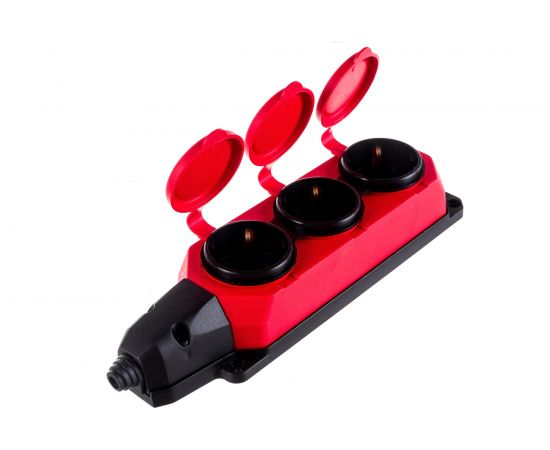 Колодка AY-KA ОУ 3-ая каучук с/з 16A IP44 красная 5530001 – изображение 3