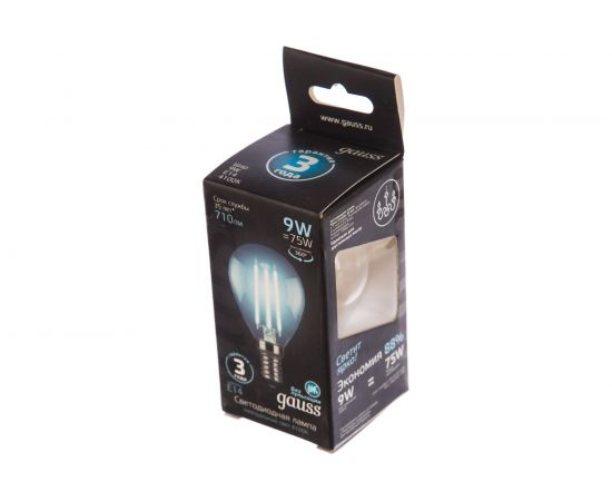 Лампа Gauss LED Filament Шар E14 9W 710lm 4100K 105801209 – изображение 3