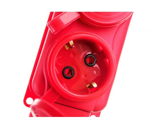 Штепсельная колодка Volsten Sb1-M3Z Red IP54 3 мест красная с заземлением модель РП 16-334 14439 – изображение 5