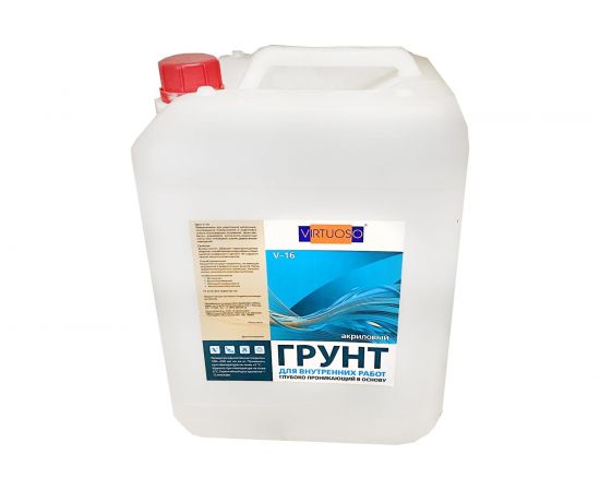 Акриловый грунт VIRTUOSO V-16 А глубоко проникающий, для внутренних работ, морозостойкий 5л 56517 