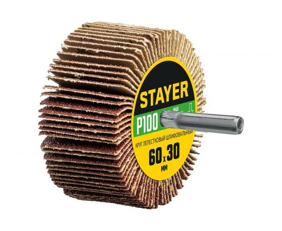 Шлифовальный лепестковый круг на шпильке STAYER 60x30 мм, P100 36608-100 