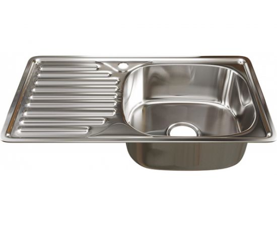 Врезная мойка mixline 42х76х18 см, 0.8, правый выпуск 3 1/2, с сифоном 535615 