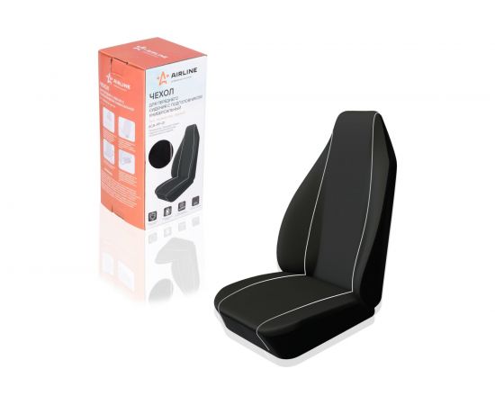 Чехол для переднего сиденья с подголовником AIRLINE универсальный, 1 шт., полиэстер, черный ACS-PP-01 