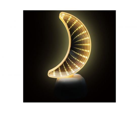 Светодиодный зеркальный ночник OGM Месяц, желтый, 3хАА, пластик, 100х70х190мм/NL-09 