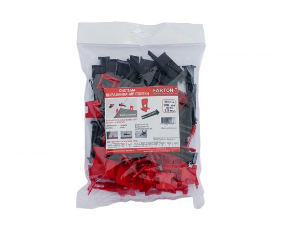 Система выравнивания плитки комплект КФ 50 100 шт, 1.5 мм Farton 100003 