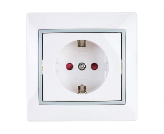 Розетка Lezard Мира х1 защ от детей бел с вст сер 701-0215-124 