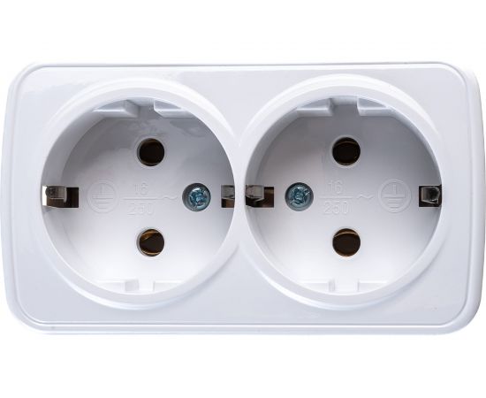 Розетка TDM двойная 2П+3 открытой установки IP20 16А, белая ""Дача"" Народная SQ1824-0010 