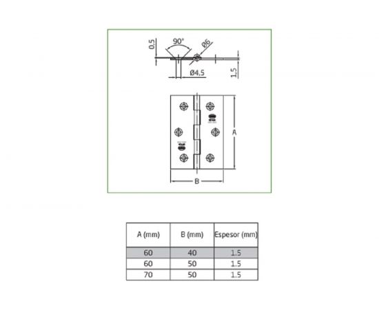 Петля Amig нержавеющая сталь 2002-60х40 – изображение 2