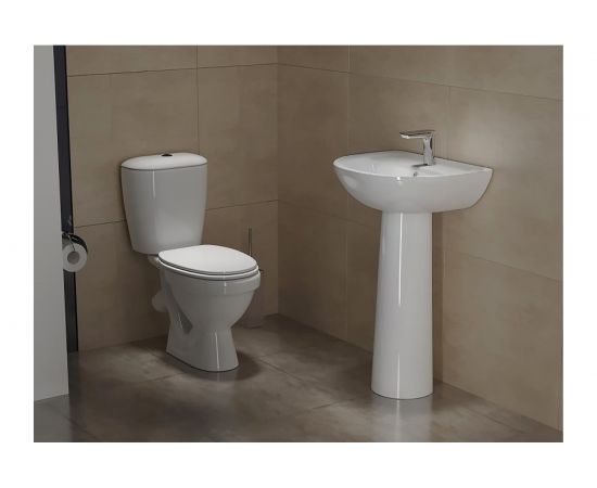 Унитаз-компакт Универсал ЦОП, косой выпуск, 1 режим, сидение полипропилен 438482 – изображение 2