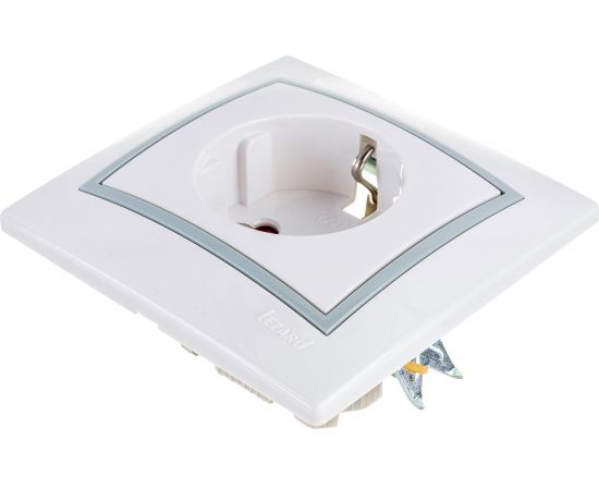 Розетка Lezard Мира х1 защ от детей бел с вст сер 701-0215-124 – изображение 2