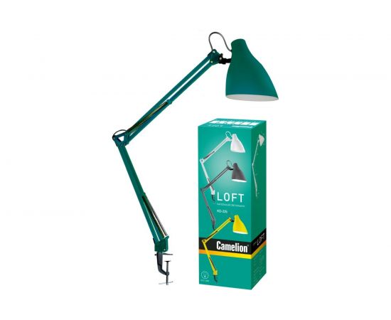 Настольный светильник Camelion KD-335 C24 изумрудный, с металлической струбциной, 230V, 40W, E27 13879 – изображение 2