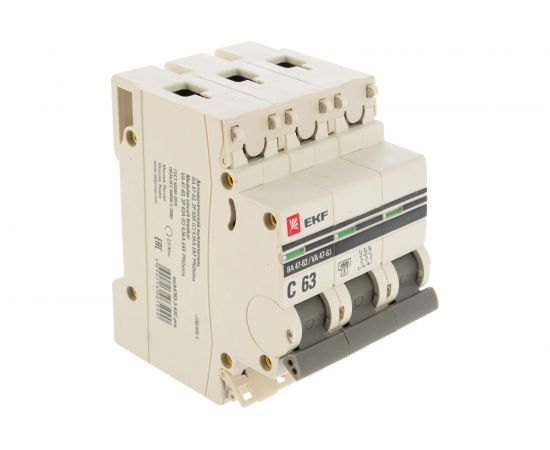 Автоматический трехполюсный выключатель EKF 63А С ВА47-63 4.5кА PROxima 1243798 – изображение 3