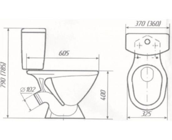 Унитаз-компакт Универсал ЦОП, косой выпуск, 1 режим, сидение полипропилен 438482 – изображение 3