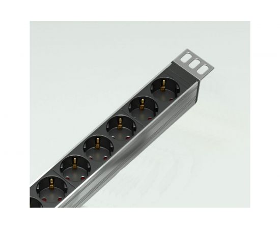 Блок розеток ЦМО Rem-16 16А, 7 Schuko, алюминий, 19, шнур 3м R-16-7S-A-440-3 – изображение 4