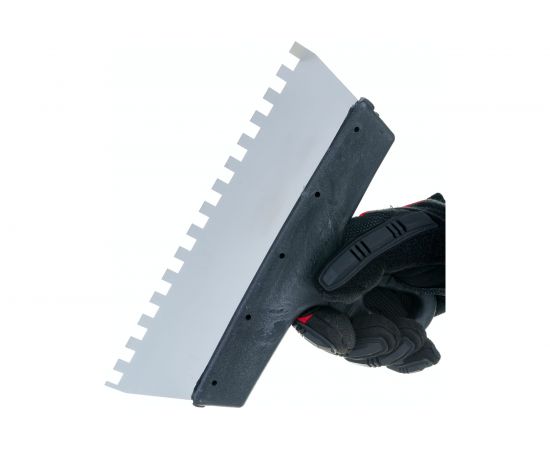 Фасадный зубчатый шпатель (250 мм, нержавеющая сталь, 8 мм) Biber 35216 тов-048250 – изображение 4