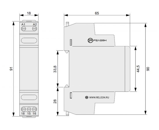 Реле времени РЕЛЕОН задержка выключения по сигналу 1 CO контакт 8А; 24-240 AC/DC; RT141024000 – изображение 5