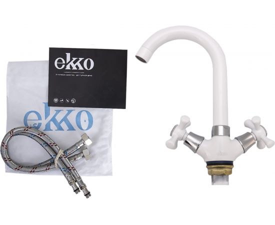 Смеситель для раковины Ekko с гайкой, белый E13332 – изображение 7