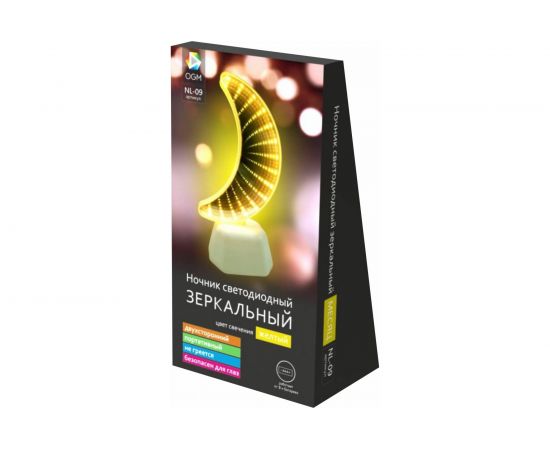 Светодиодный зеркальный ночник OGM Месяц, желтый, 3хАА, пластик, 100х70х190мм/NL-09 – изображение 7